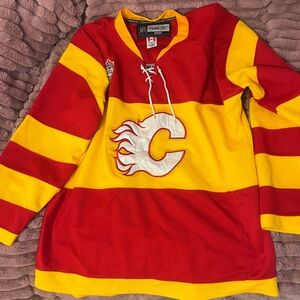 Reebok Red and Yellow Sports Hockey Jersey